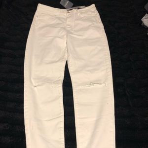 White high rise denim pants